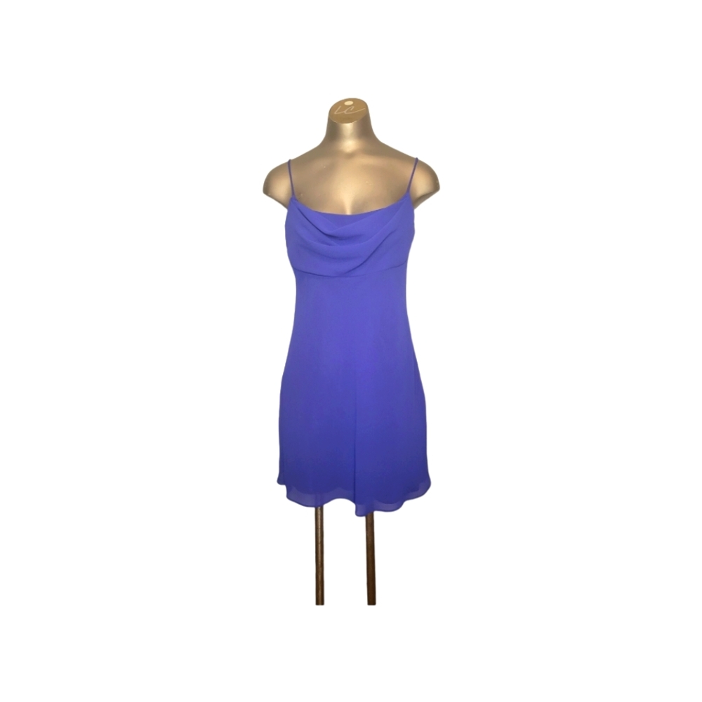 Vintage 90s y2k Cobalt Blue Slip Dress Mini Spaghetti Strap Long Paige 8